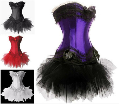 White Burlesque Lace Up Corset Bustier TUTU Skirt Lolita FANCY White Burlesque Lace Up Corset Bustier TUTU Skirt Lolita FANCY - Image 5