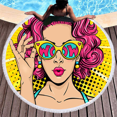 Retro round printed beach towel Retro round printed beach towel