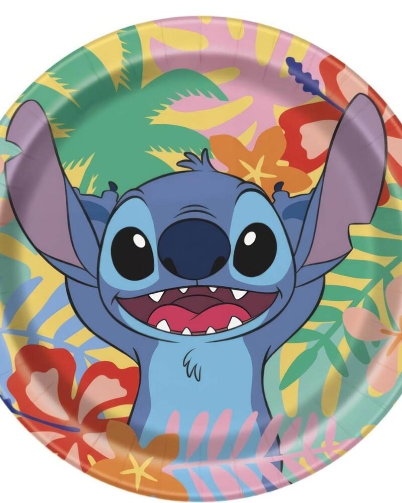 Disney Stitch Round Paper Plates 7In 8Pcs