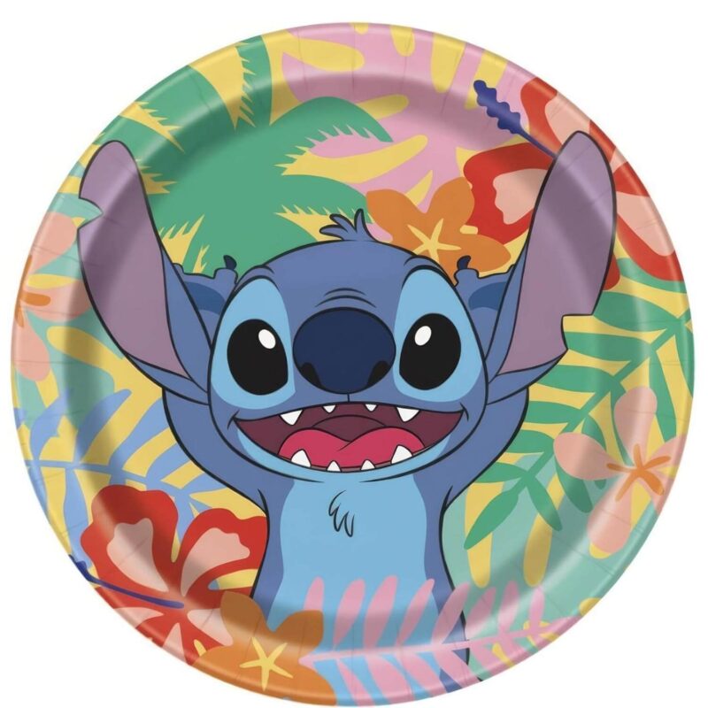 disney stitch round paper plates 7in