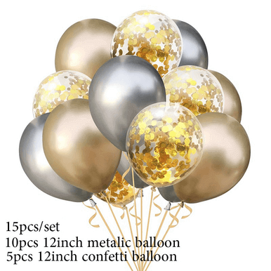 Gold and Bubble Balloons Bouquet