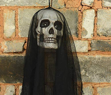 Scary Halloween Hanging Ghost with Spooky Glowing LED Red Eyes, Horror Pumpkin Head Skull Flying Ghost Party Props Halloween Decorations for Outdoor Indoor Scary Halloween Hanging Ghost with Spooky Glowing LED Red Eyes, Horror Pumpkin Head Skull Flying Ghost Party Props Halloween Decorations for Outdoor Indoor - Image 6