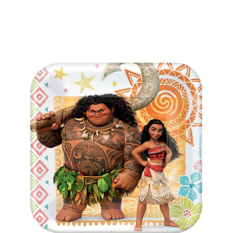 moana square paper plates 7in 8pcs