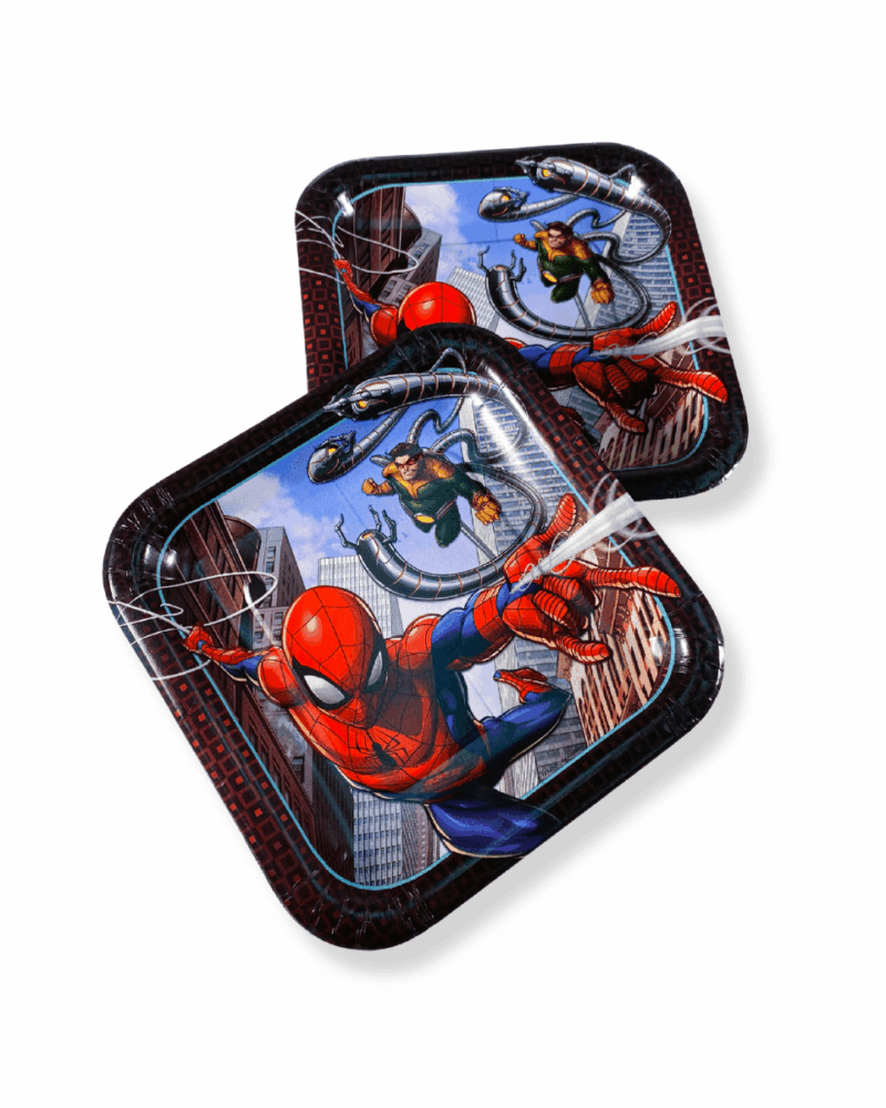 SpiderMan Webbed Square Paper Plates, 7In, 8Pcs 541860