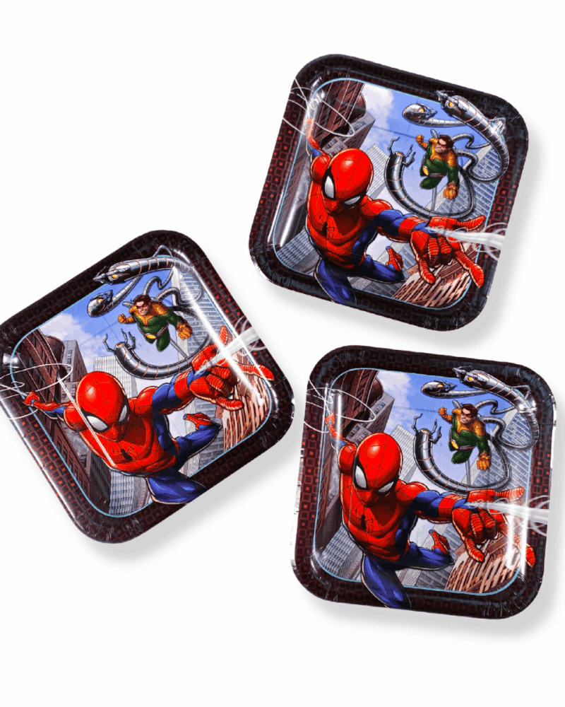 Alternative view of SpiderMan Webbed Square Paper Plates, 7In, 8Pcs