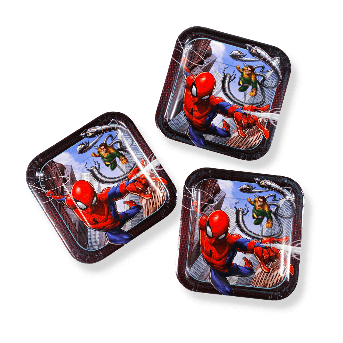 SpiderMan Webbed Square Paper Plates, 7In, 8Pcs SpiderMan Webbed Square Paper Plates, 7In, 8Pcs - Image 2