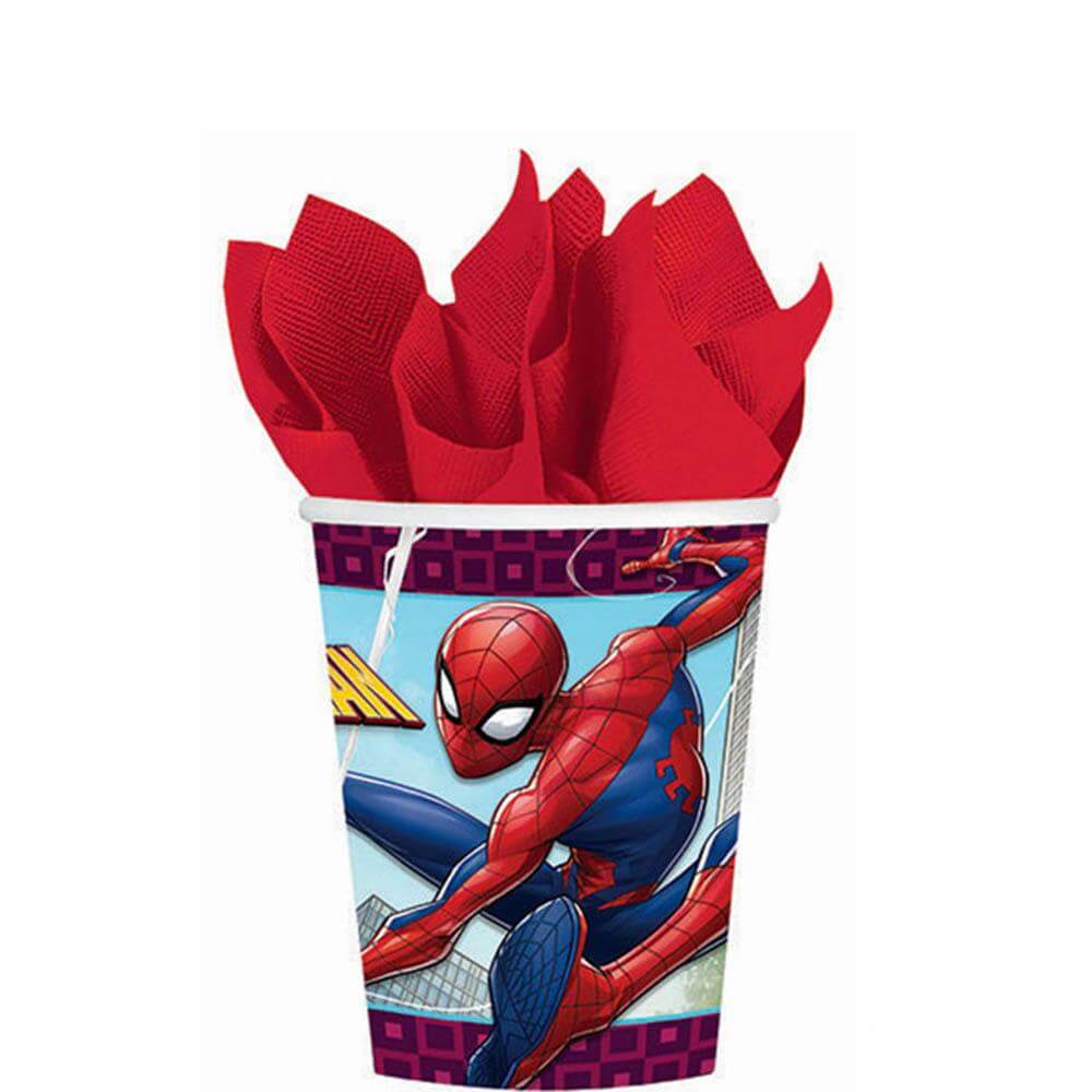 SpiderMan Webbed Paper Cup, 9Oz, 8Pcs spiderman webbed paper cup 9oz 8pcs