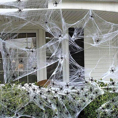 Spiderweb White with Black Spiders Halloween Decorations Spiderweb White with Black Spiders Halloween Decorations - Image 7
