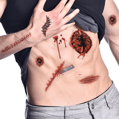 Halloween Scar Pattern Tattoo Stickers Waterproof Halloween Scar Pattern Tattoo Stickers Waterproof - Image 2
