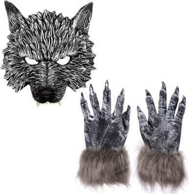 Alternative view of Wolf Accessories  Head Mask with Werewolf Claws Gloves Set