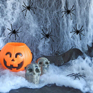 Spiderweb White with Black Spiders Halloween Decorations Spiderweb White with Black Spiders Halloween Decorations - Image 6