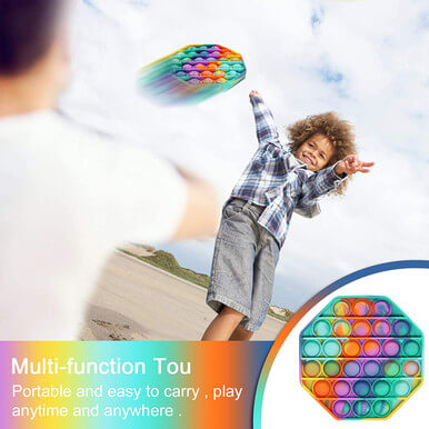 Push Pop Bubble Fidget Sensory Silicone Toy - Octagon Shape Tie Dye Multi Color Push Pop Bubble Fidget Sensory Silicone Toy - Octagon Shape Tie Dye Multi Color - Image 3