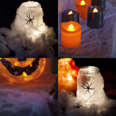 Spiderweb White with Black Spiders Halloween Decorations Spiderweb White with Black Spiders Halloween Decorations - Image 5