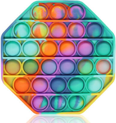 Push Pop Bubble Fidget Sensory Silicone Toy - Octagon Shape Tie Dye Multi Color Push Pop Bubble Fidget Sensory Silicone Toy - Octagon Shape Tie Dye Multi Color - Image 5