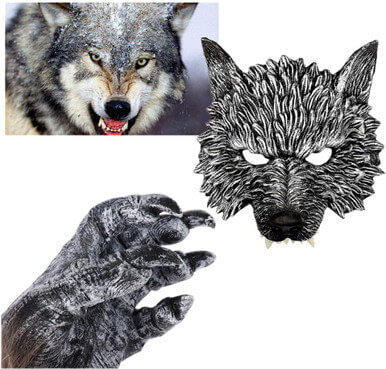 Wolf Accessories Head Mask with Werewolf Claws Gloves Set Wolf Accessories Head Mask with Werewolf Claws Gloves Set - Image 3
