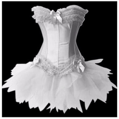 White Burlesque Lace Up Corset Bustier TUTU Skirt Lolita FANCY White Burlesque Lace Up Corset Bustier TUTU Skirt Lolita FANCY - Image 2