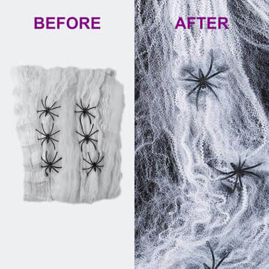 Spiderweb White with Black Spiders Halloween Decorations Spiderweb White with Black Spiders Halloween Decorations - Image 3