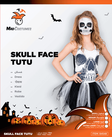 Alternative view of Skull Face Tutu Dress Halloween Costume