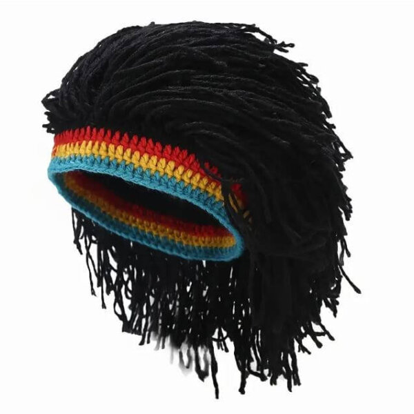 Prank Wig Funny Hood Braid Knitted Hat – Reggae Dreadlocks Hip Hop Party Cap