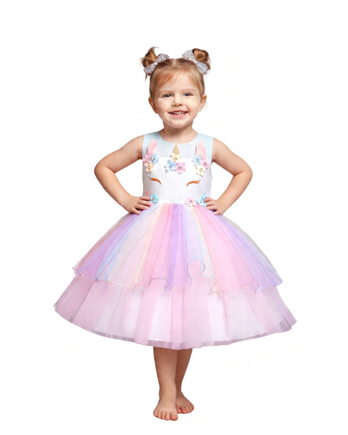 Girls Unicorn Gown Pageant Princess Party Dress - Pink girls unicorn gown pageant princess party