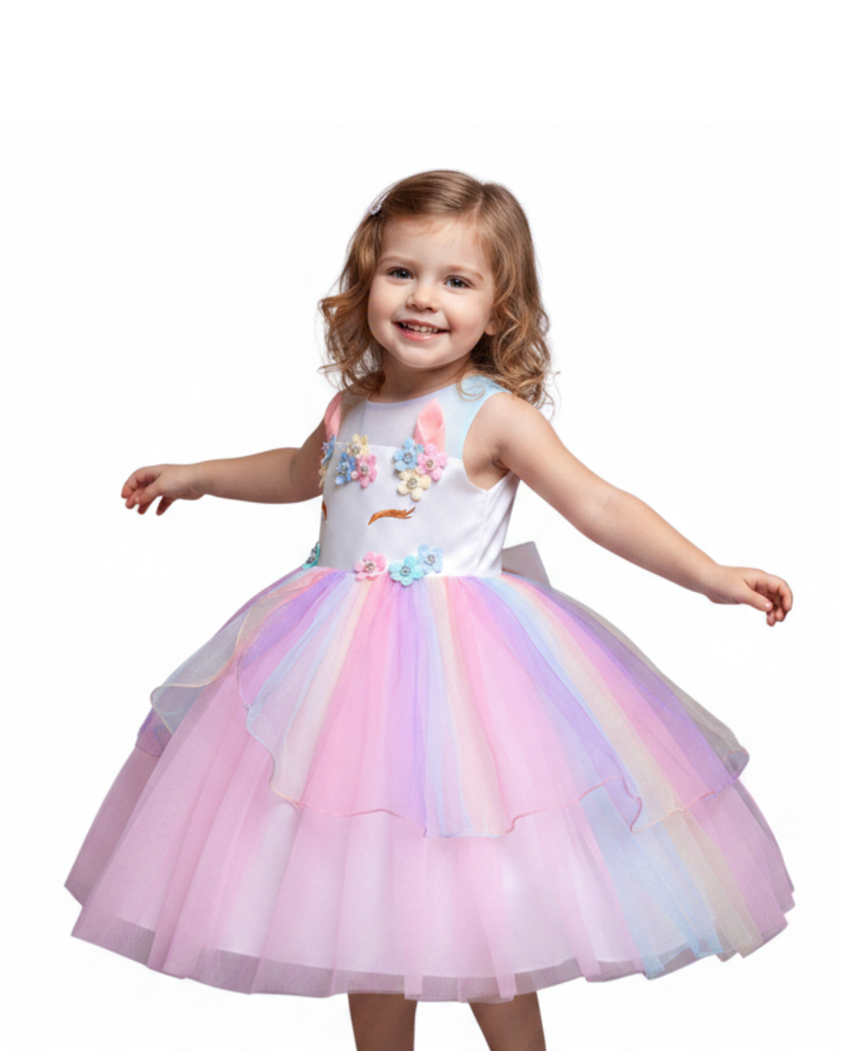 Girls Unicorn Gown Pageant Princess Party Dress - Pink Girls Unicorn Gown Pageant Princess Party Dress - Pink - Image 2