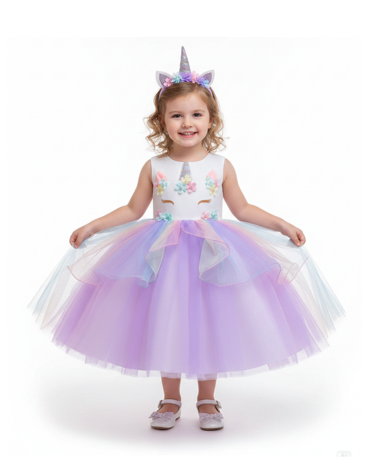 Flower Unicorn Pageant Princess Party Dress - Purple flower unicorn pageant princess party dress