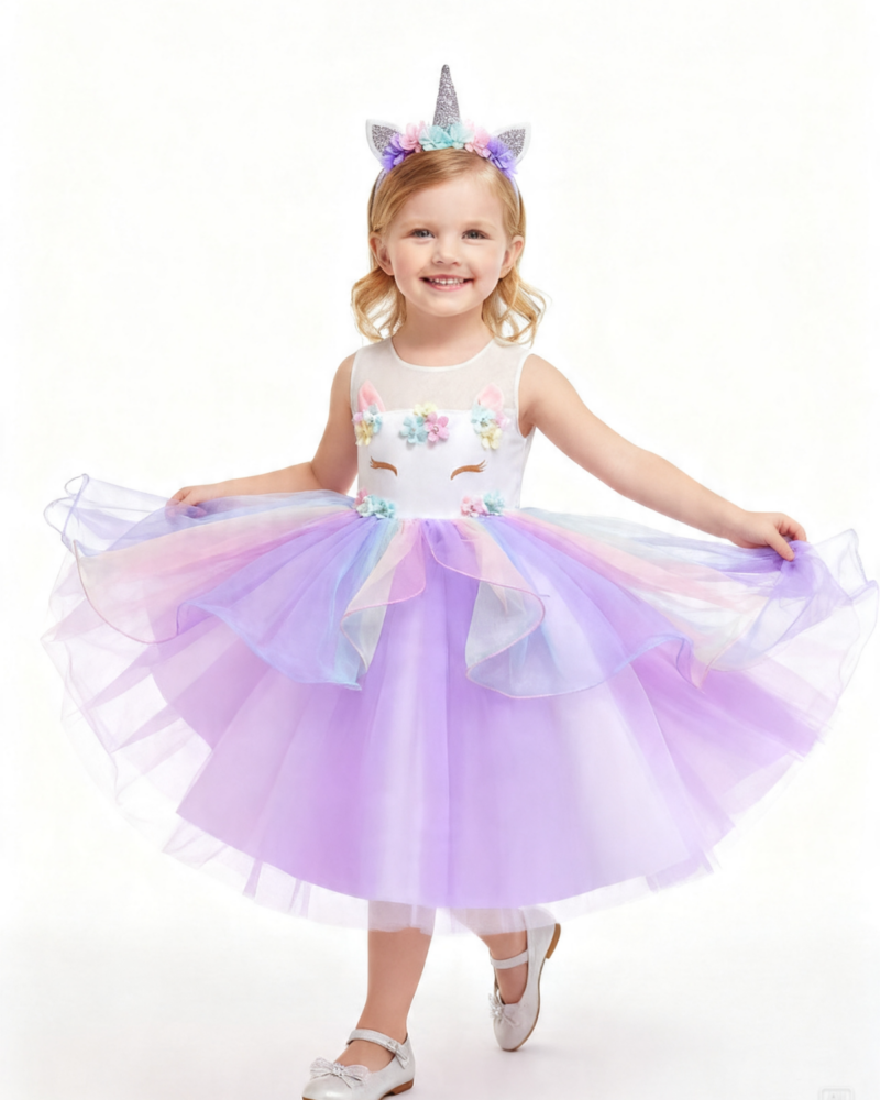 Flower Unicorn Pageant Princess Party Dress - Purple WOOCOMERCE Shopzinia PRODUCTS Costumes 2026 04 20T142404.896