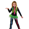 Neon Skeleton Glow Costume for Girls | Halloween Colorful Bones Bodysuit Set neon skeleton glow costume for girls