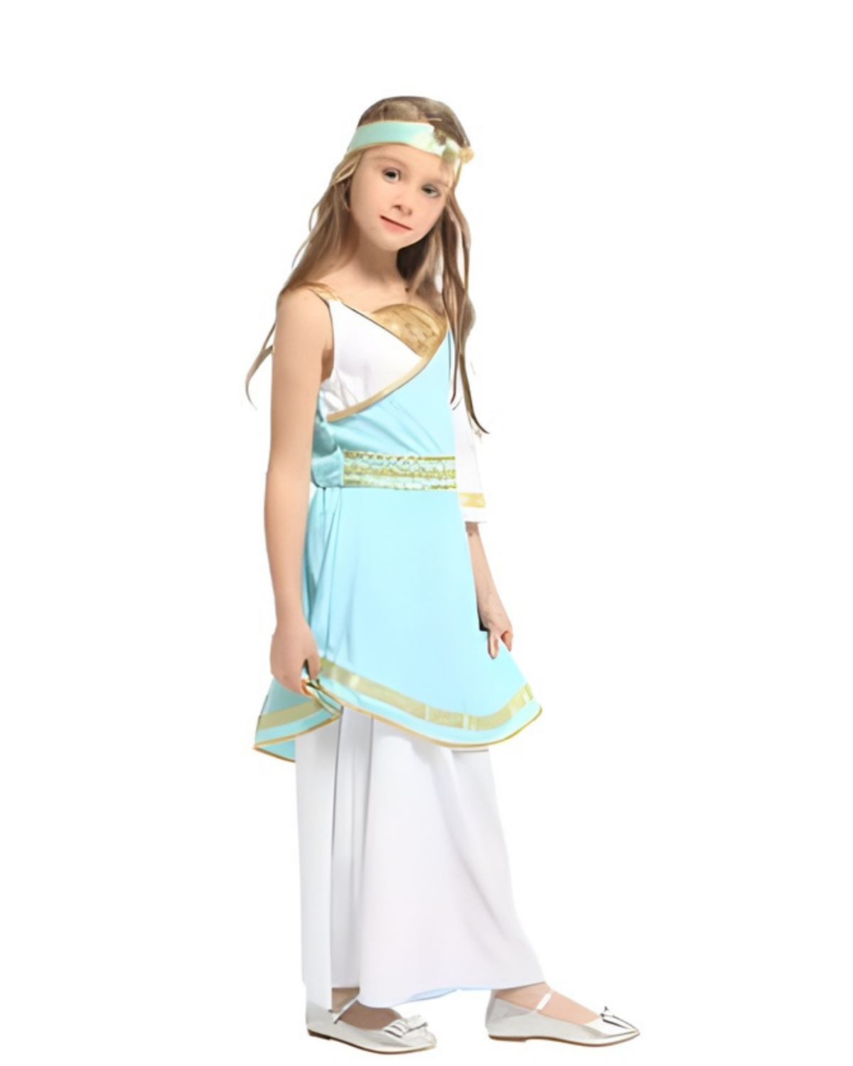 Little Athena Princess Costume for Girls | Greek Goddess Dress with Headband Little Athena Princess Costume for Girls | Greek Goddess Dress with Headband - Image 2