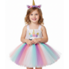 Unicorn Rainbow Princess Dress for Girls | Tulle Party Costume with Headband unicorn rainbow princess dress for girls
