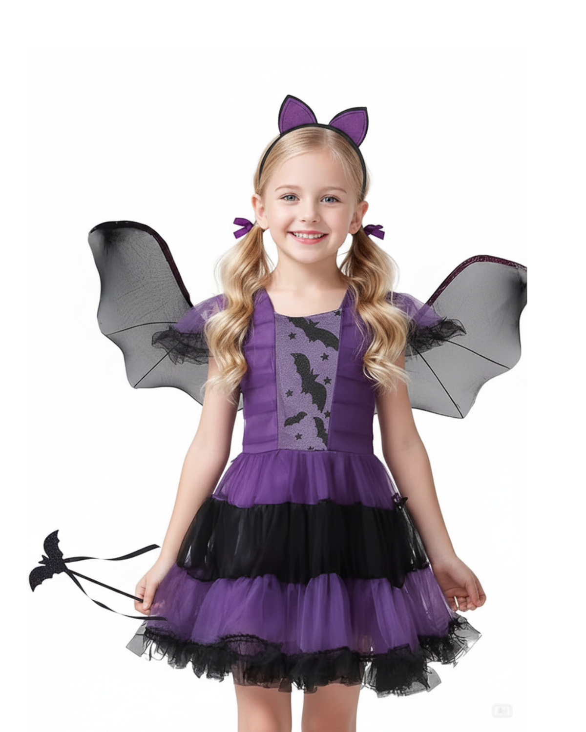 Girls Bat Fairy Costume with Wings | Kids Purple Halloween Dress Outfit for Party, Book Week & Dress Up purple halloween costume kids