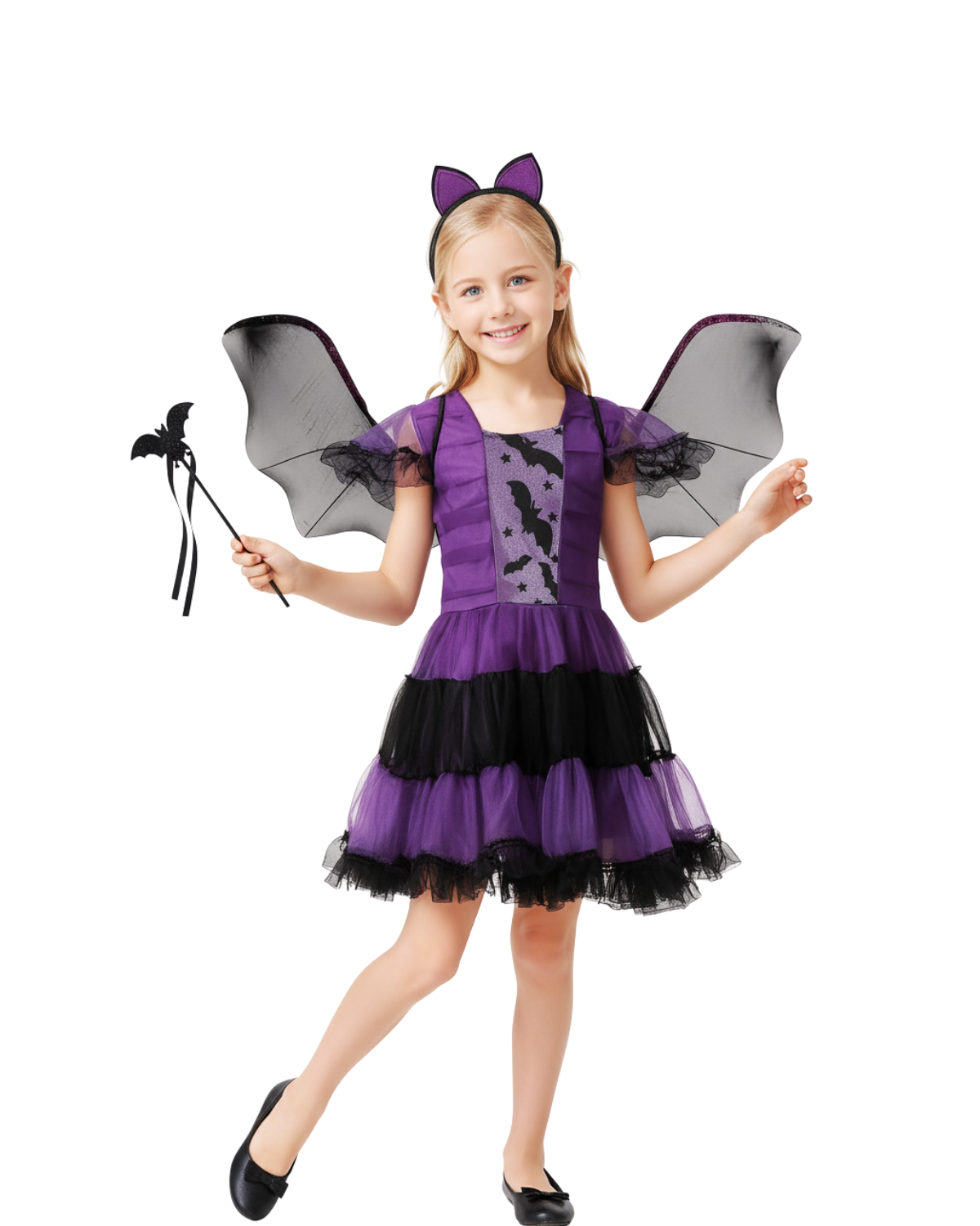 Girls Bat Fairy Costume with Wings | Kids Purple Halloween Dress Outfit for Party, Book Week & Dress Up girls bat fairy costume with wings