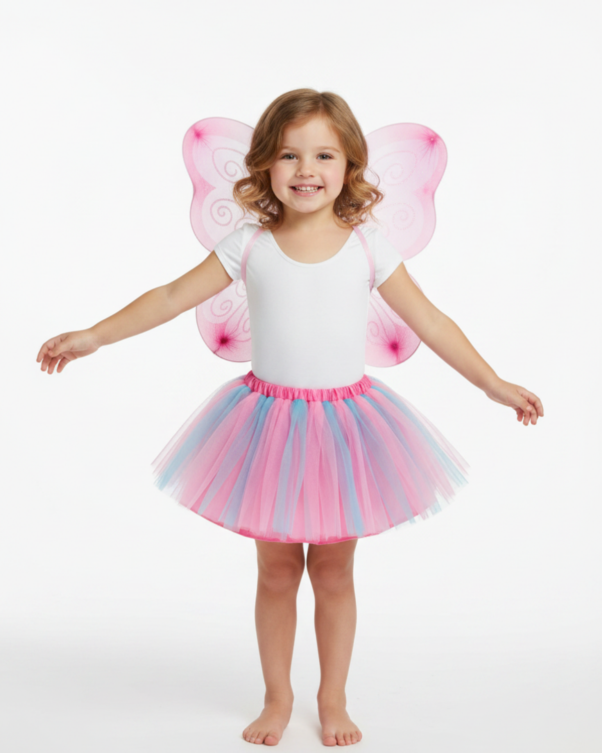 Kids Fairy Tutu Set with Wings | Pink Butterfly Wings & Tulle Skirt Costume for Girls – Dress Up, Book Week & Party Outfit fairy costume for book week