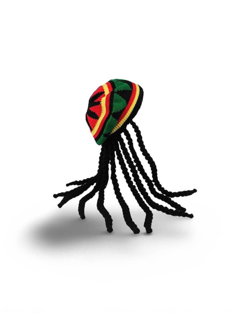 Jamaican Style Rasta Hat – Reggae Faux Locs Beanie with Decorative Braids