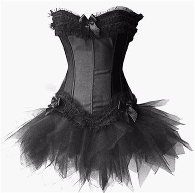 White Burlesque Lace Up Corset Bustier TUTU Skirt Lolita FANCY White Burlesque Lace Up Corset Bustier TUTU Skirt Lolita FANCY - Image 3