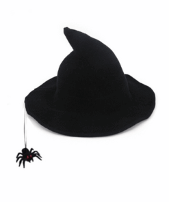 Alternative view of Halloween Costume Witch Spider Pendant Witch Hat Black Cloak Nose Eyes Suit