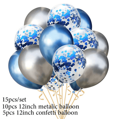 Blue and Silver - Confetti Balloon Bouquet