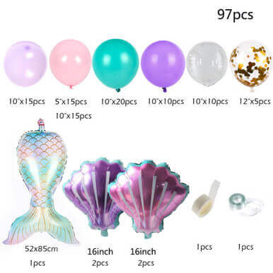 Mermaid Theme Latex Aluminum Foil Shell Fishtail Balloon Mermaid Theme Latex Aluminum Foil Shell Fishtail Balloon - Image 5