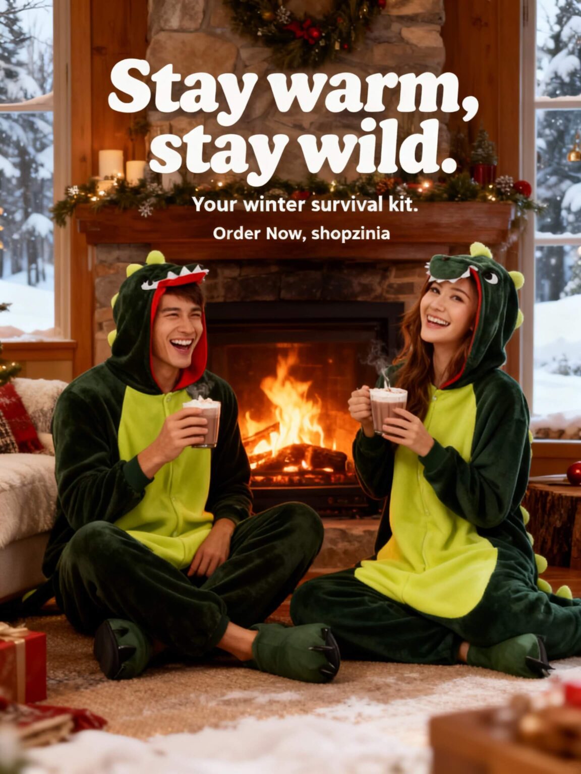 Alternative view of Adult Green Dinosaur Onesie  Pajama
