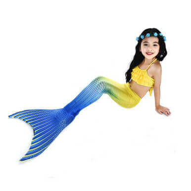 Swimsuit-4 Pcs Girls Mermaid Tails Yellow -Beach Wear For Girls Swimsuit-4 Pcs Girls Mermaid Tails Yellow -Beach Wear For Girls - Image 5
