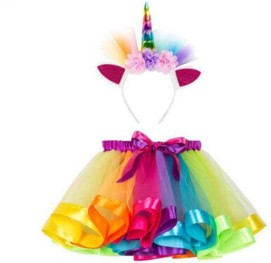 Rainbow Tutu Skirt With Unicorn Headband Rainbow Tutu Skirt With Unicorn Headband