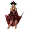 Pirate Ladies Halloween Costume Dress Fiery Red Lady Pirate/ Buccaneer Adult Halloween Costume