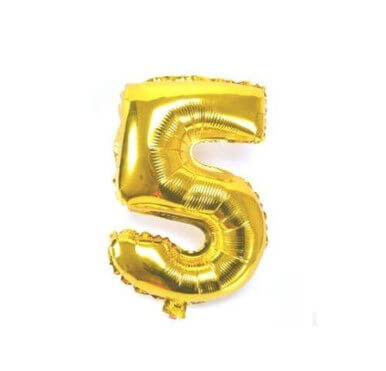 Number 5 Gold Party Foil Balloon 16Inch Number 5 Gold Party Foil Balloon 16Inch