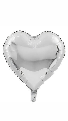 1-Piece 18? Heart Foil Balloon ? Silver