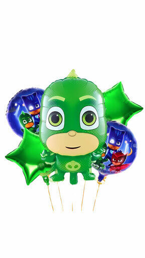 5pcs Pj Masks Foil Balloons Set, Birthday Balloon Bouquet