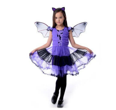 Girls Bat Fairy Costume with Wings | Kids Purple Halloween Dress Outfit for Party, Book Week & Dress Up Girls Bat Fairy Costume with Wings | Kids Purple Halloween Dress Outfit for Party, Book Week & Dress Up - Image 6