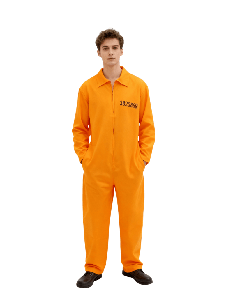 Orange Prisoner Costume Adults Unisex Halloween Horror Movie Costume