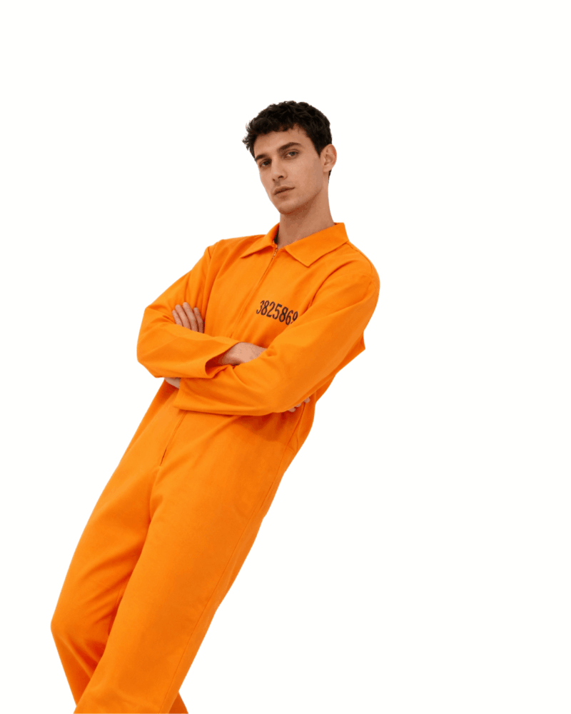 Alternative view of Orange Prisoner Costume Adults Unisex Halloween Horror Movie Costume