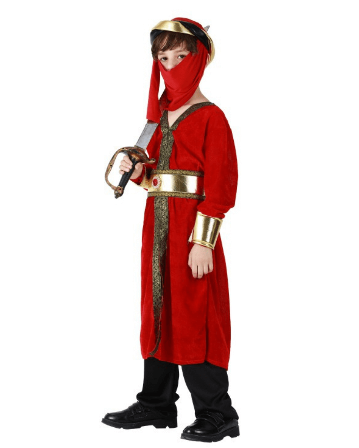 Alternative view of Intrepid Arabian Fighter Kids Costume – Traditional Middle Eastern Warrior Outfit