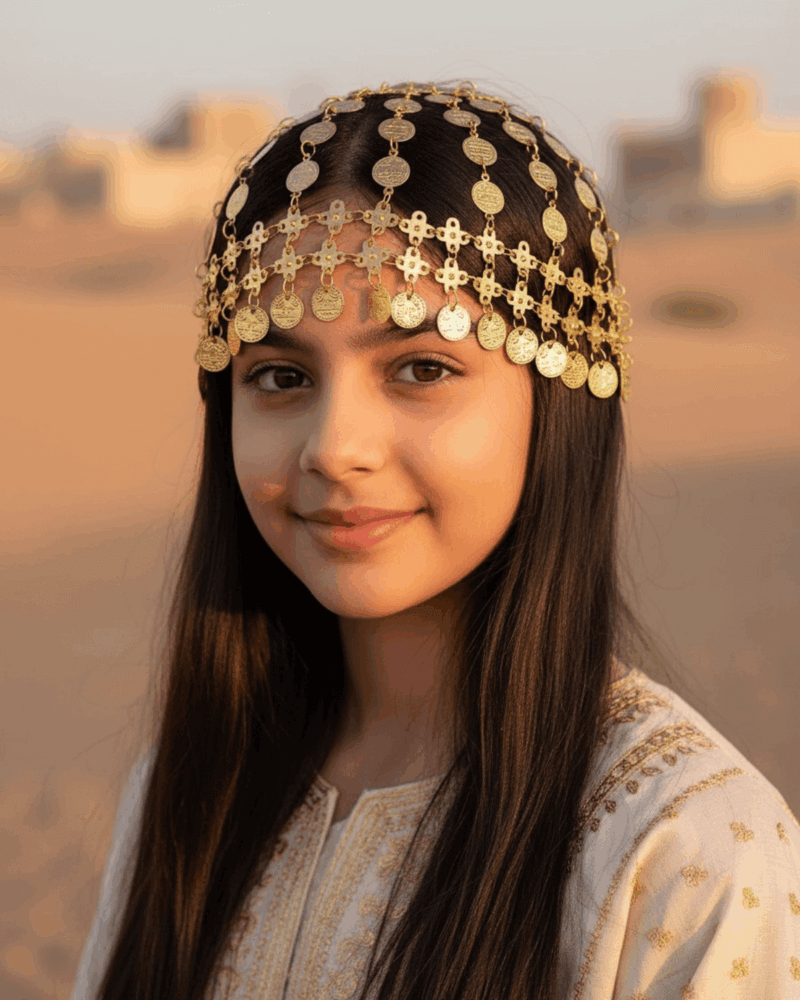Alternative view of Golden Coin Hair Headband girls Hoop Headpiece Antique Traditional National day celebration